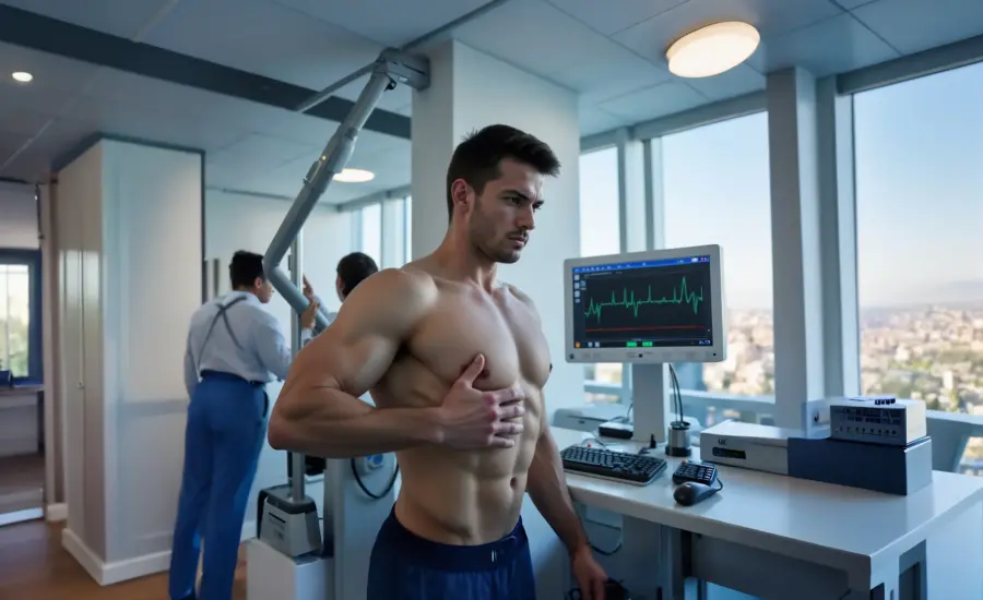 Guy prepares for an ECG